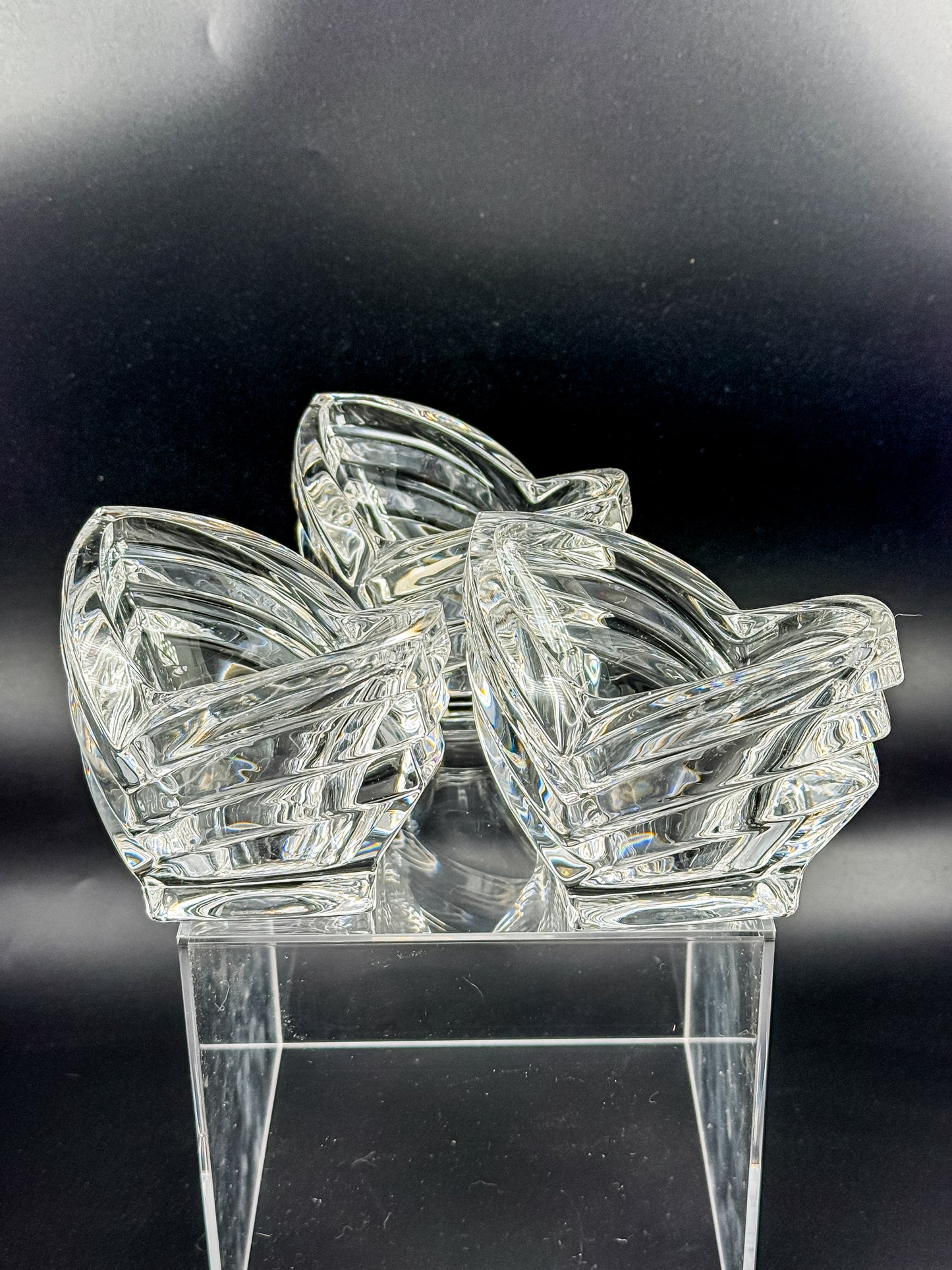 Mikasa Crystal Votive Candle Holders | Set of 3 | Art Deco Chevron Cut | Heavy Crystal