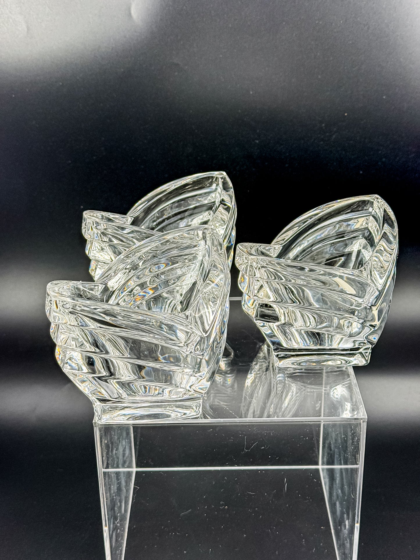 Mikasa Crystal Votive Candle Holders | Set of 3 | Art Deco Chevron Cut | Heavy Crystal