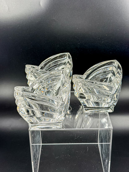 Mikasa Crystal Votive Candle Holders | Set of 3 | Art Deco Chevron Cut | Heavy Crystal