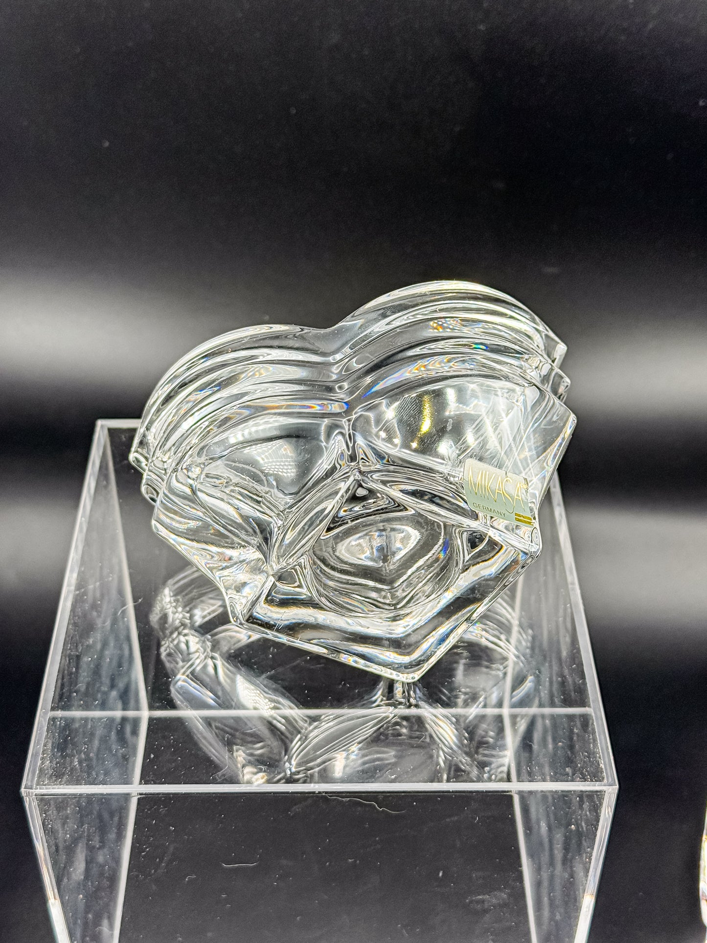 Mikasa Crystal Votive Candle Holders | Set of 3 | Art Deco Chevron Cut | Heavy Crystal