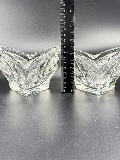 Mikasa Crystal Votive Candle Holders | Set of 3 | Art Deco Chevron Cut | Heavy Crystal
