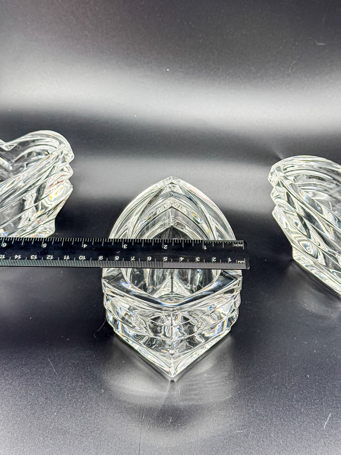 Mikasa Crystal Votive Candle Holders | Set of 3 | Art Deco Chevron Cut | Heavy Crystal