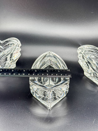 Mikasa Crystal Votive Candle Holders | Set of 3 | Art Deco Chevron Cut | Heavy Crystal