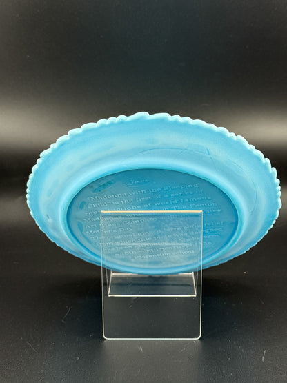 Fenton 1971 Mother's Day Blue Satin Milk Glass Plate | Madonna with the Sleeping Child | Collectible