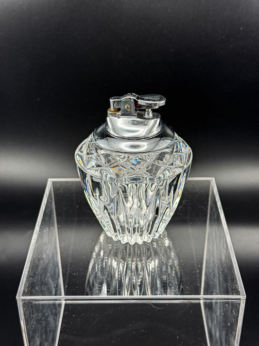 Vintage Princess House Crystal Table Lighter | Cut Glass & Chrome | Mid Century Decor
