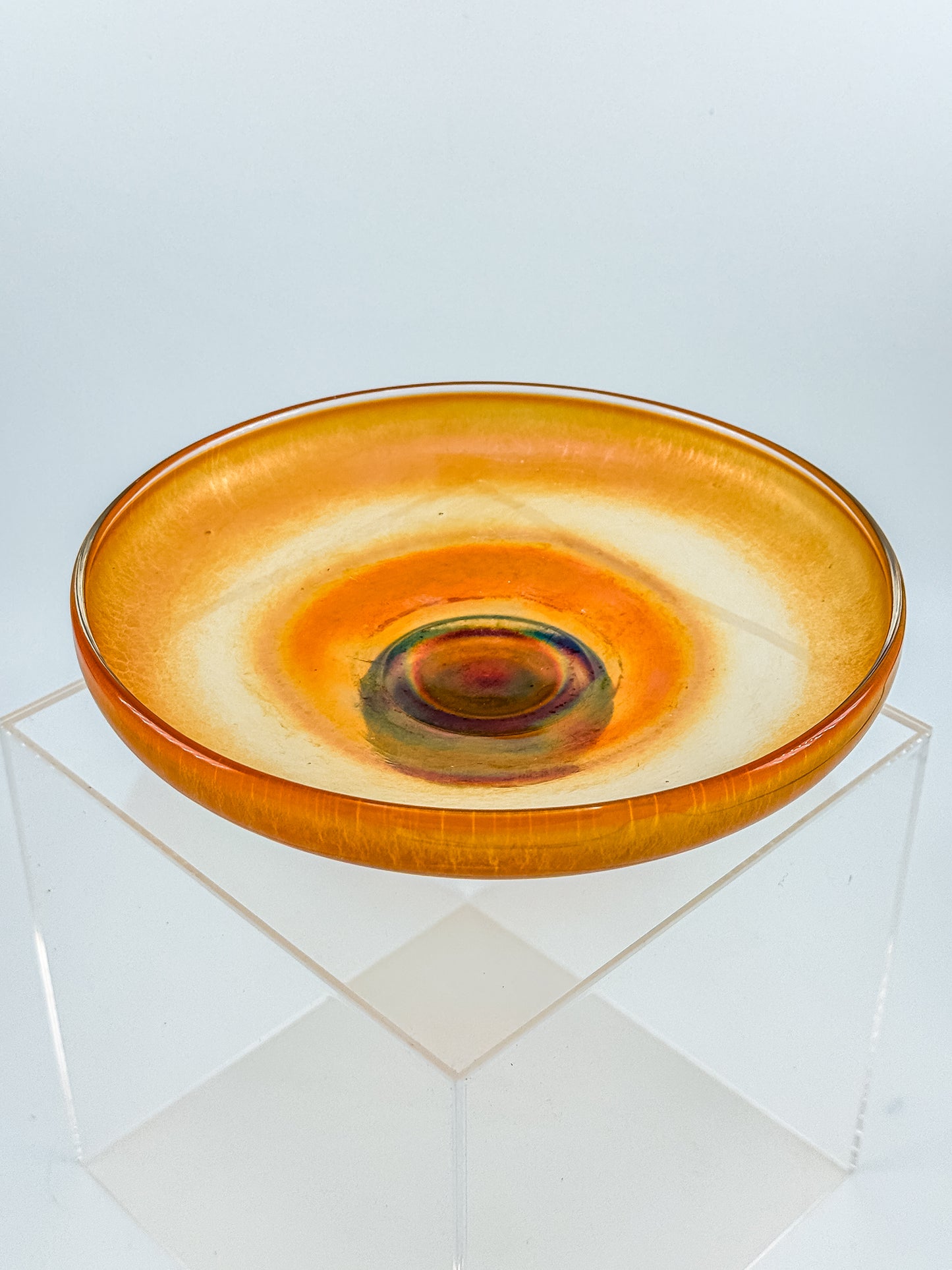 Vintage Carnival Glass Footed Bowl | Marigold Iridescent | Early 20th Century Art Glass