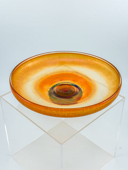 Vintage Carnival Glass Footed Bowl | Marigold Iridescent | Early 20th Century Art Glass