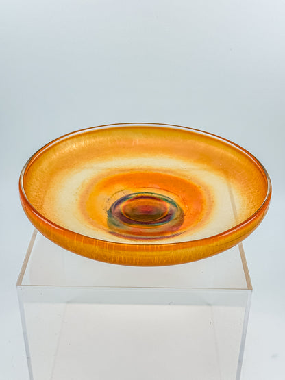 Vintage Carnival Glass Footed Bowl | Marigold Iridescent | Early 20th Century Art Glass