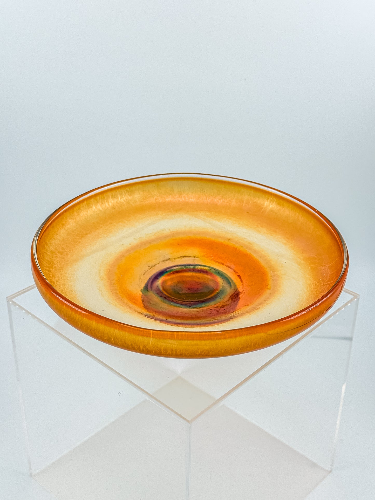 Vintage Carnival Glass Footed Bowl | Marigold Iridescent | Early 20th Century Art Glass