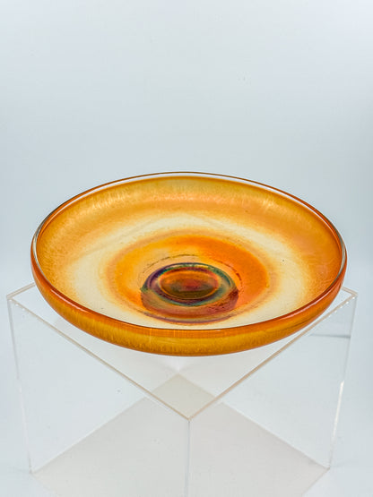 Vintage Carnival Glass Footed Bowl | Marigold Iridescent | Early 20th Century Art Glass
