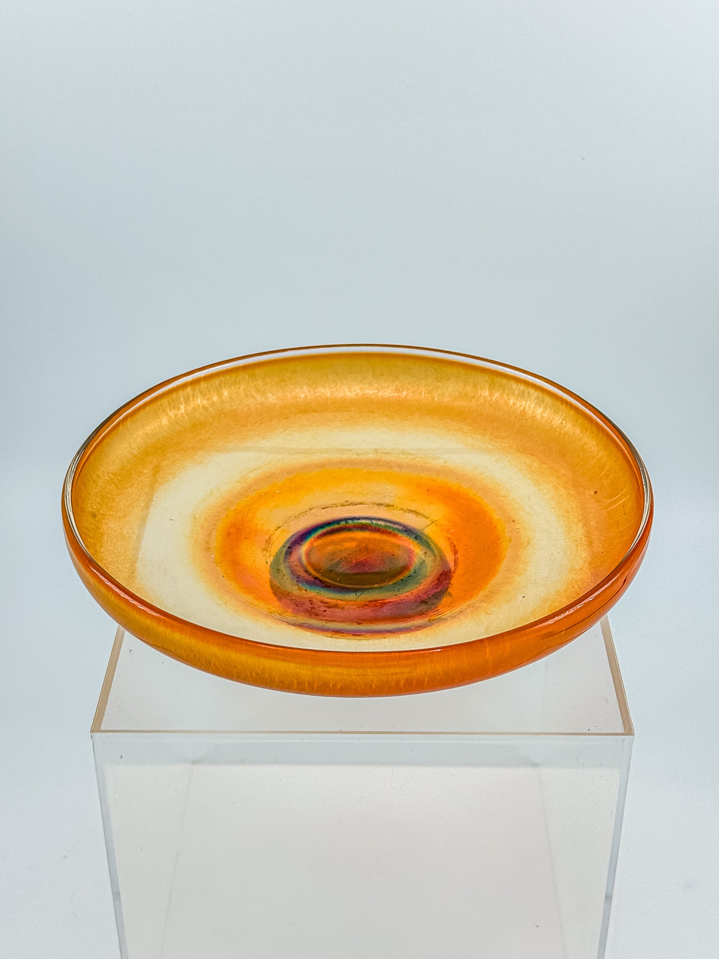 Vintage Carnival Glass Footed Bowl | Marigold Iridescent | Early 20th Century Art Glass