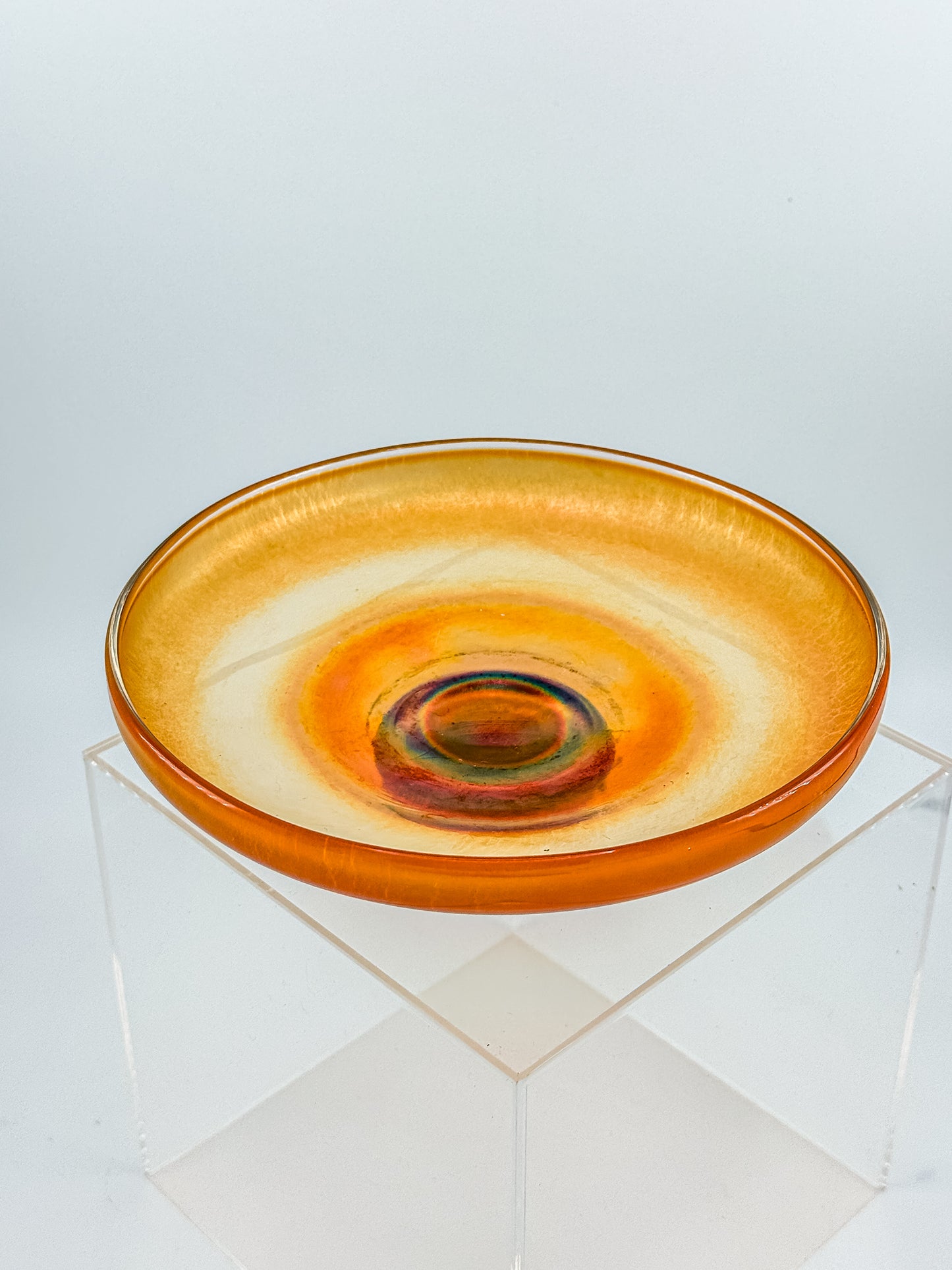 Vintage Carnival Glass Footed Bowl | Marigold Iridescent | Early 20th Century Art Glass