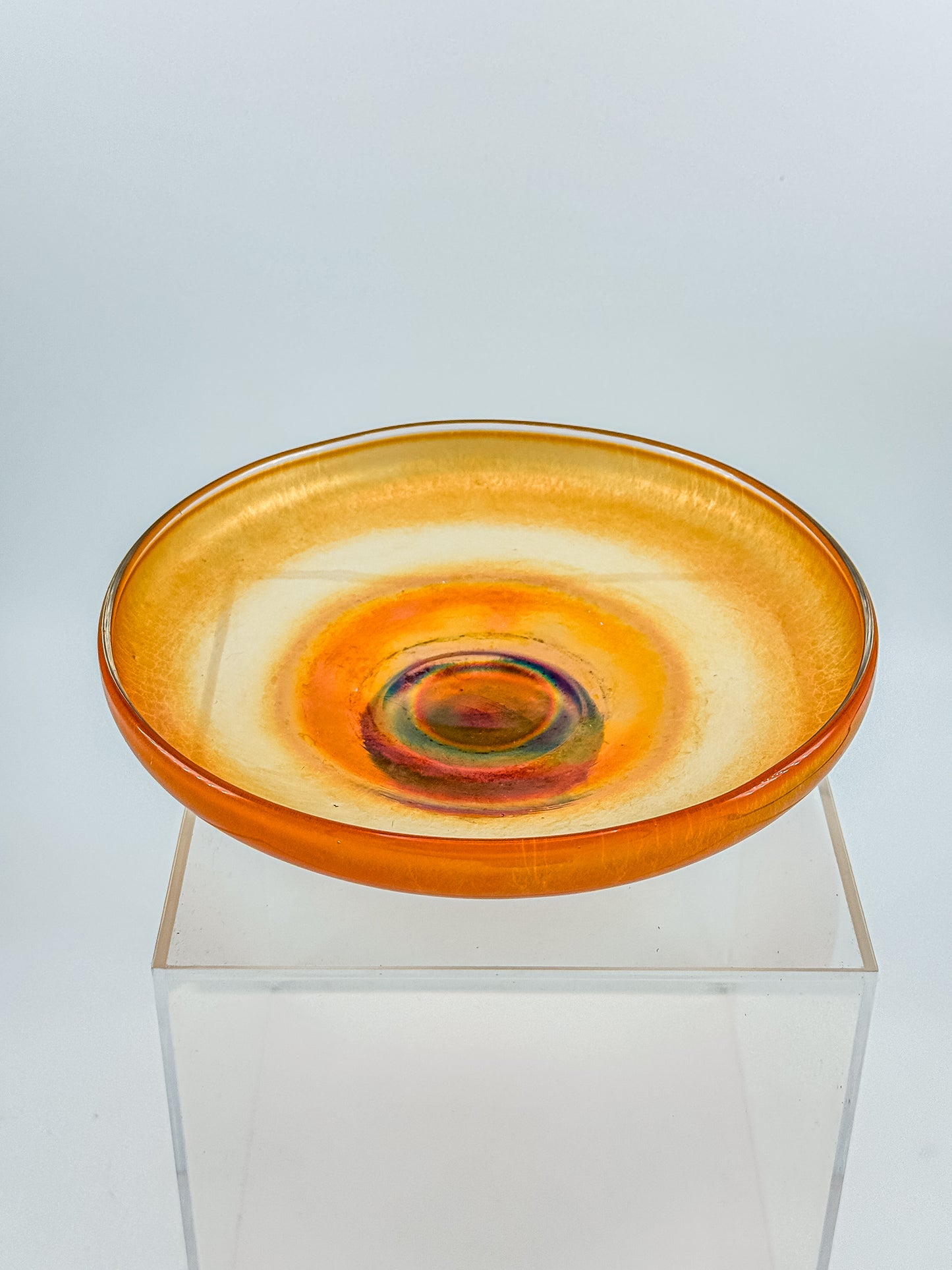 Vintage Carnival Glass Footed Bowl | Marigold Iridescent | Early 20th Century Art Glass