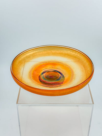 Vintage Carnival Glass Footed Bowl | Marigold Iridescent | Early 20th Century Art Glass