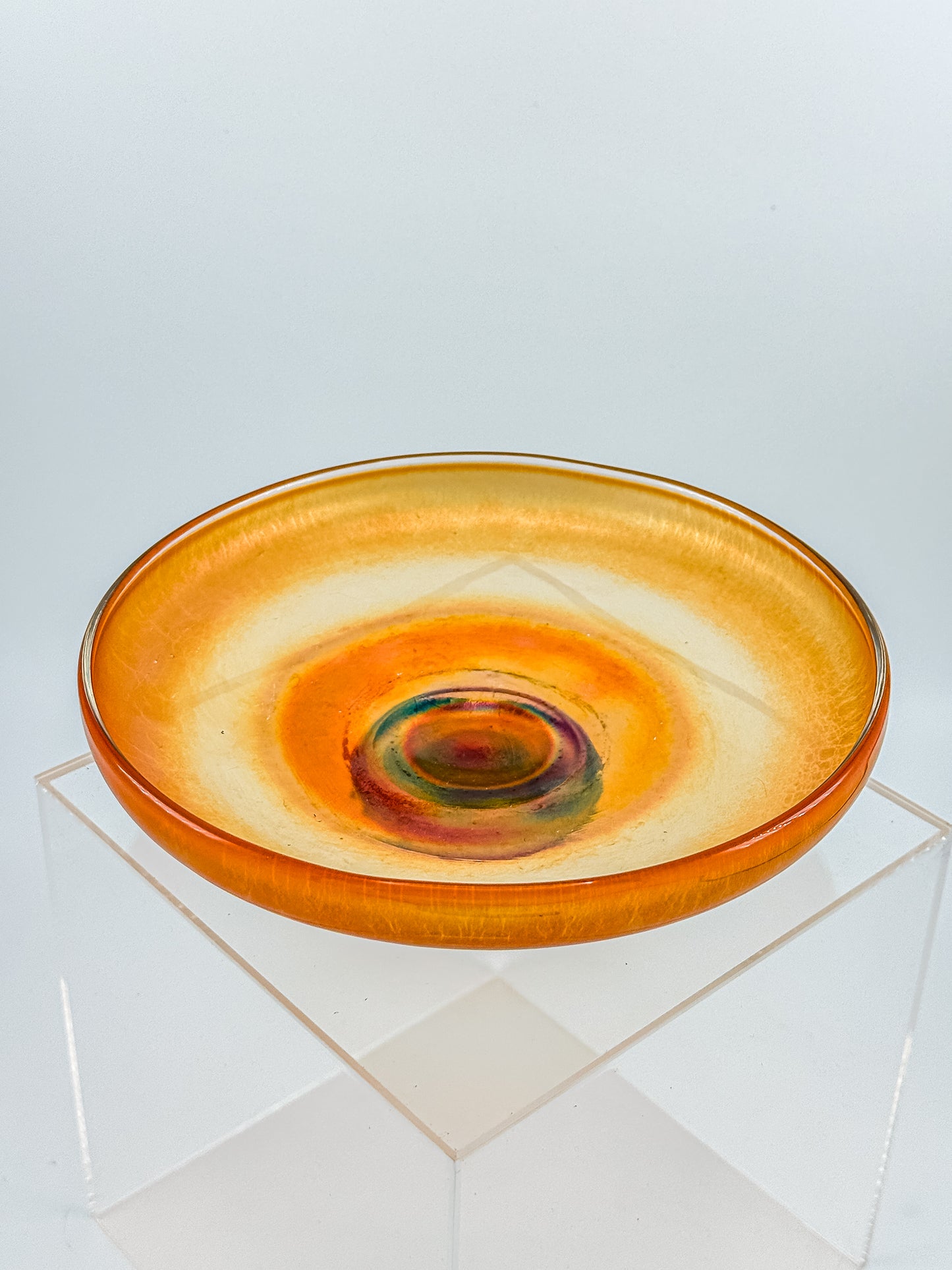 Vintage Carnival Glass Footed Bowl | Marigold Iridescent | Early 20th Century Art Glass