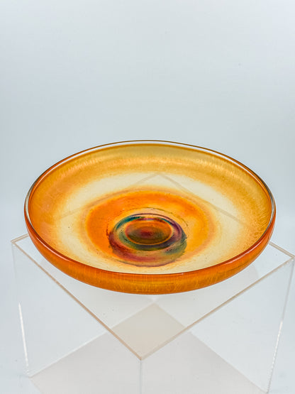 Vintage Carnival Glass Footed Bowl | Marigold Iridescent | Early 20th Century Art Glass