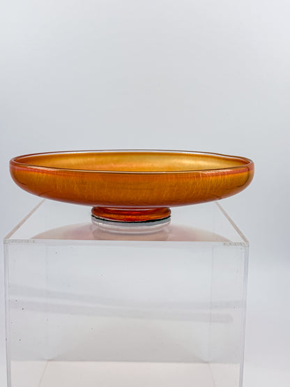 Vintage Carnival Glass Footed Bowl | Marigold Iridescent | Early 20th Century Art Glass