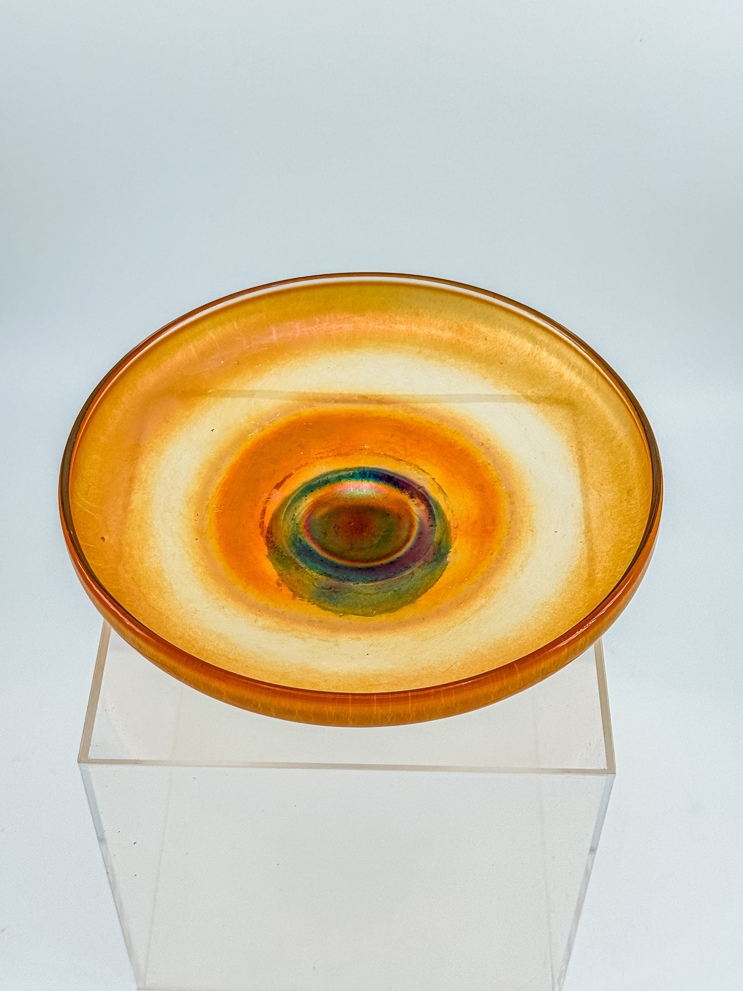 Vintage Carnival Glass Footed Bowl | Marigold Iridescent | Early 20th Century Art Glass