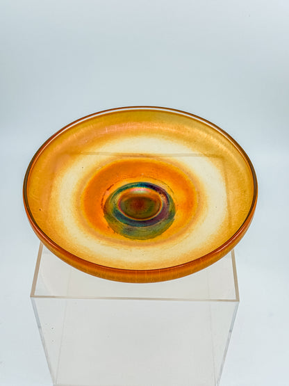 Vintage Carnival Glass Footed Bowl | Marigold Iridescent | Early 20th Century Art Glass