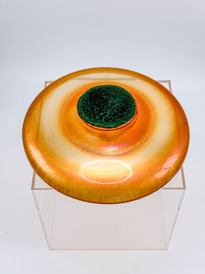 Vintage Carnival Glass Footed Bowl | Marigold Iridescent | Early 20th Century Art Glass