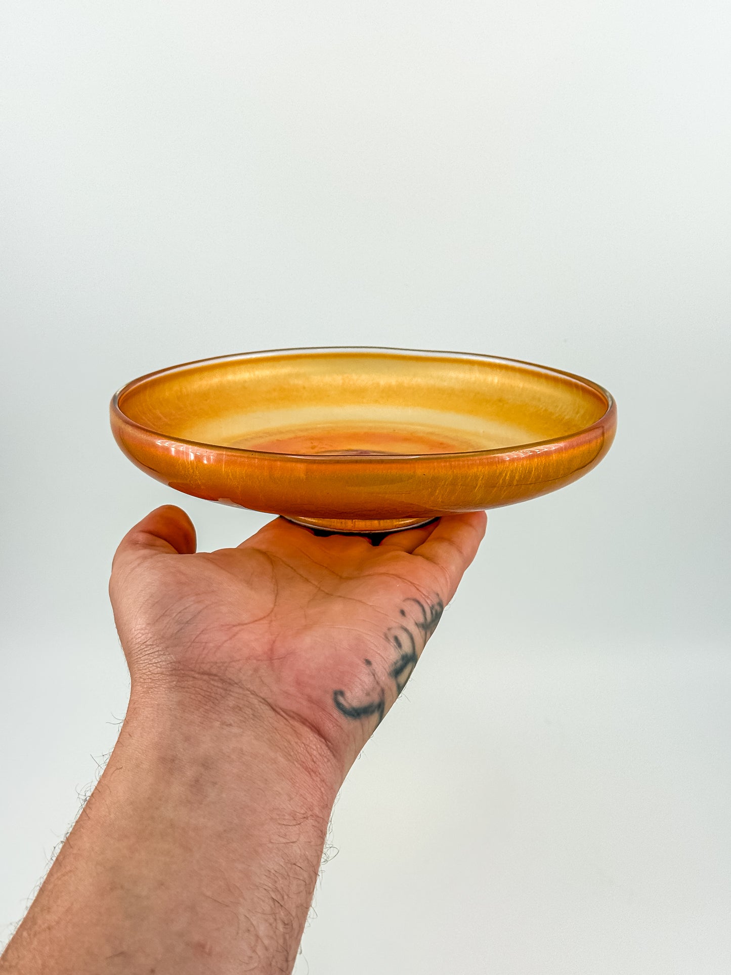Vintage Carnival Glass Footed Bowl | Marigold Iridescent | Early 20th Century Art Glass