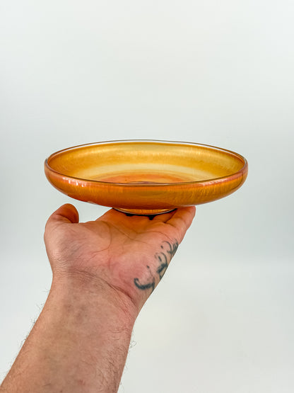 Vintage Carnival Glass Footed Bowl | Marigold Iridescent | Early 20th Century Art Glass