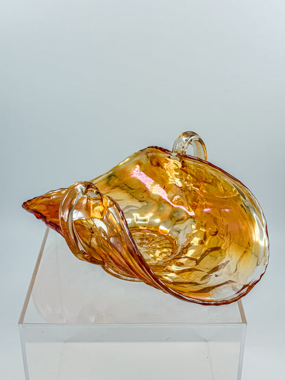 Vintage Marigold Carnival Glass Two-Handled Bon Bon Dish | Open Basket | Iridescent Orange Art Glass