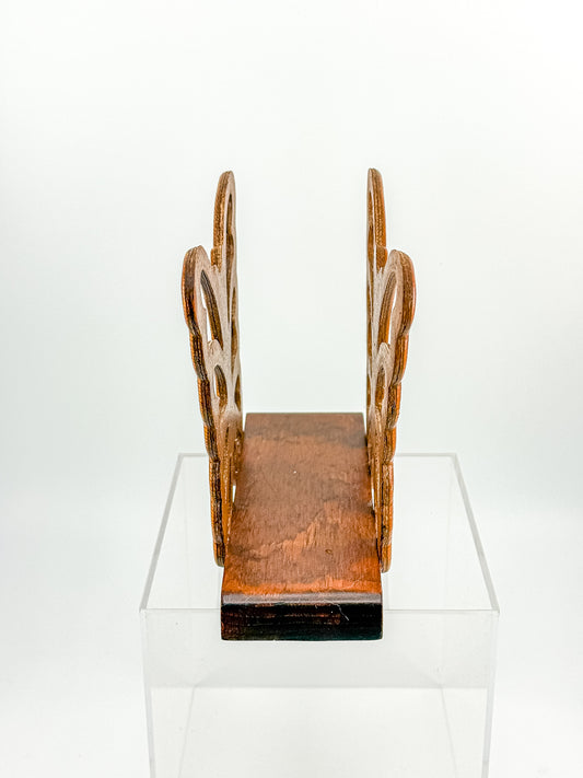 Vintage Wooden Butterfly Napkin Holder | Letter Holder | Carved Openwork Butterfly Desk Decor