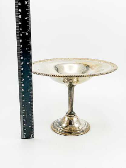 Vintage Silver Plate Compote | Gadroon Rim | Columnar Pedestal | Unmarked Tazza Dish