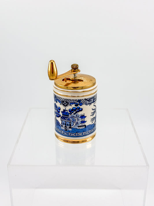Vintage Blue Willow Porcelain Pepper Mill by George S. Thompson Corporation