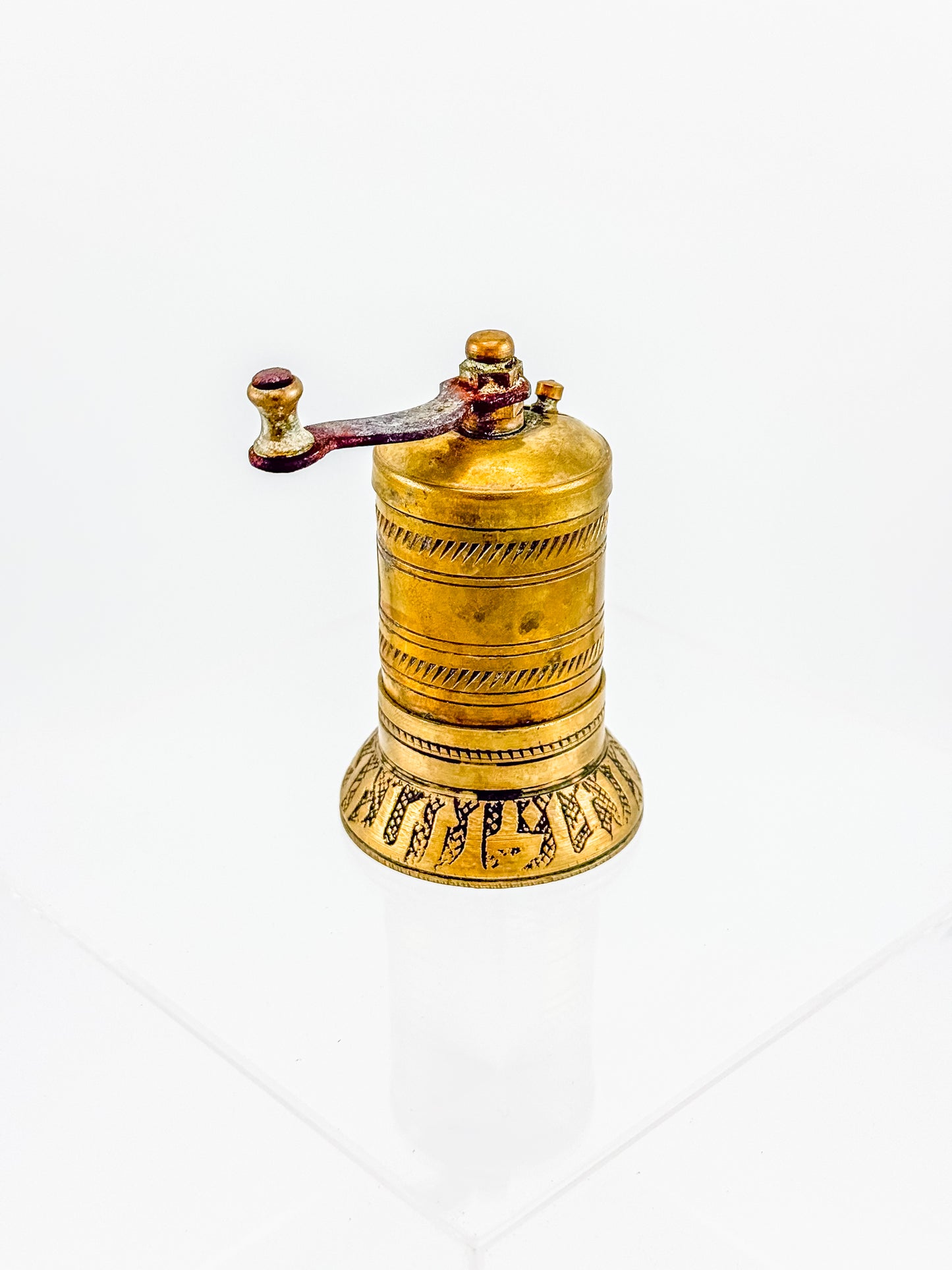 Vintage Turkish Brass Pepper Mill, Ottoman Style Hand Crank Grinder