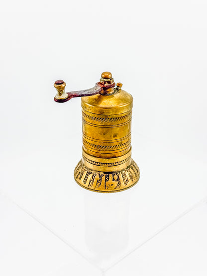 Vintage Turkish Brass Pepper Mill, Ottoman Style Hand Crank Grinder
