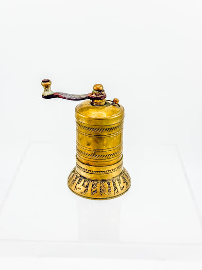 Vintage Turkish Brass Pepper Mill, Ottoman Style Hand Crank Grinder