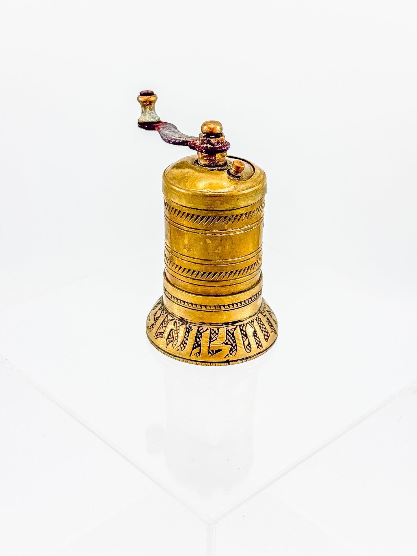 Vintage Turkish Brass Pepper Mill, Ottoman Style Hand Crank Grinder