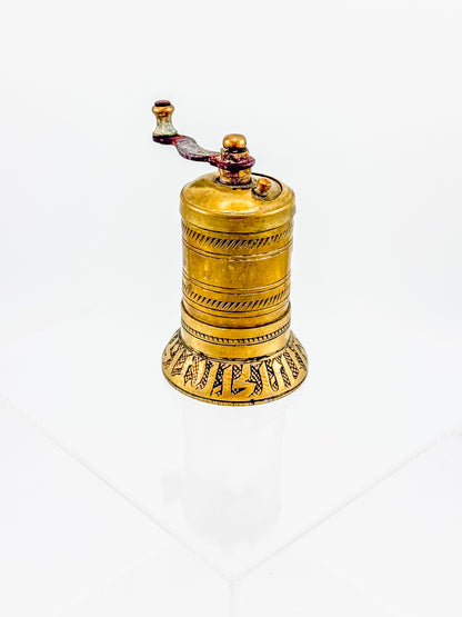Vintage Turkish Brass Pepper Mill, Ottoman Style Hand Crank Grinder