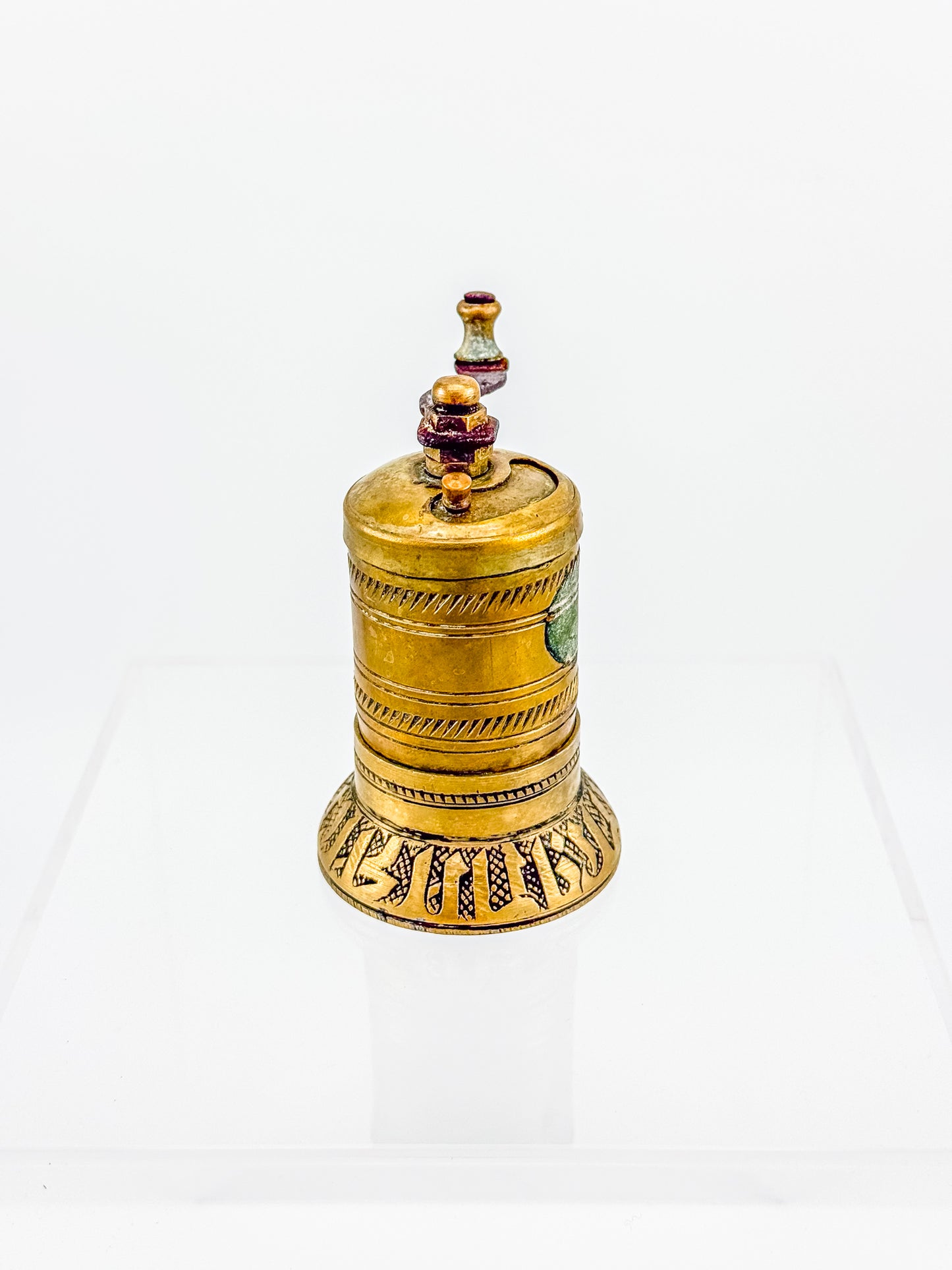 Vintage Turkish Brass Pepper Mill, Ottoman Style Hand Crank Grinder