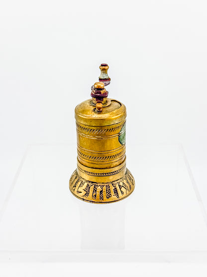 Vintage Turkish Brass Pepper Mill, Ottoman Style Hand Crank Grinder