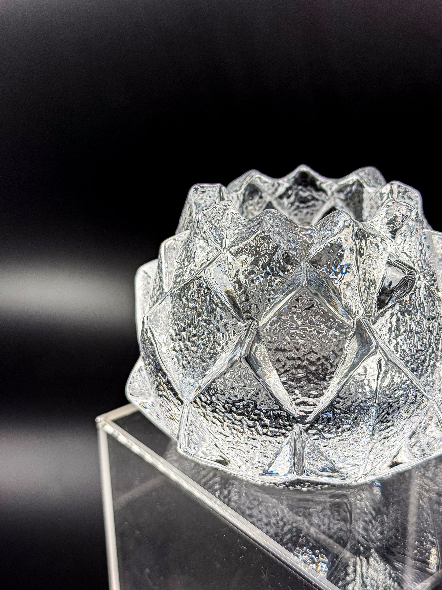 Orrefors Nimbus Artichoke Crystal Votive Holders, Pair of Two, Signed