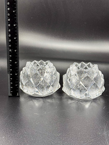 Orrefors Nimbus Artichoke Crystal Votive Holders, Pair of Two, Signed