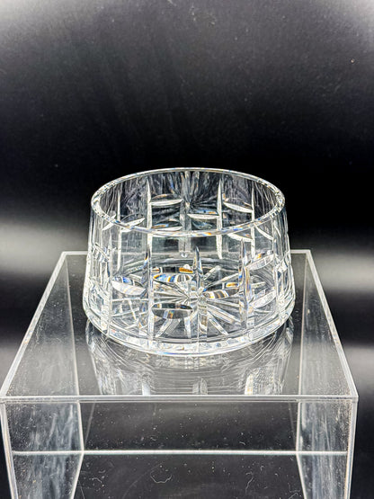 Vintage Waterford Crystal Cut Bowl with Starburst Base and Panel Cuts, Signed