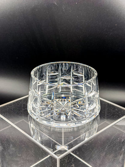 Vintage Waterford Crystal Cut Bowl with Starburst Base and Panel Cuts, Signed