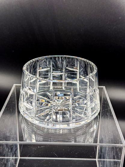 Vintage Waterford Crystal Cut Bowl with Starburst Base and Panel Cuts, Signed