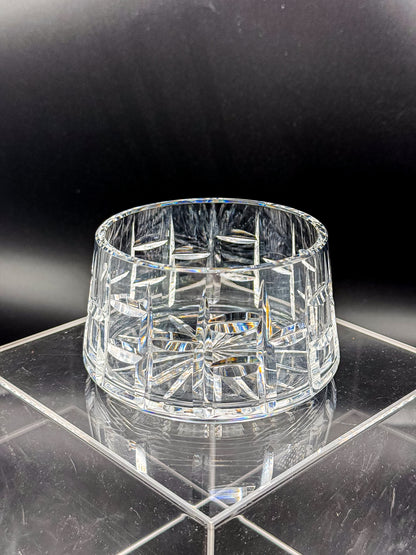 Vintage Waterford Crystal Cut Bowl with Starburst Base and Panel Cuts, Signed