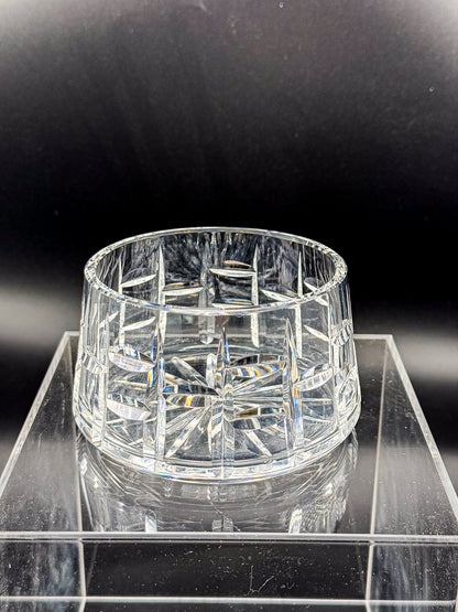 Vintage Waterford Crystal Cut Bowl with Starburst Base and Panel Cuts, Signed