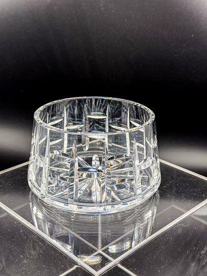 Vintage Waterford Crystal Cut Bowl with Starburst Base and Panel Cuts, Signed