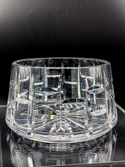Vintage Waterford Crystal Cut Bowl with Starburst Base and Panel Cuts, Signed
