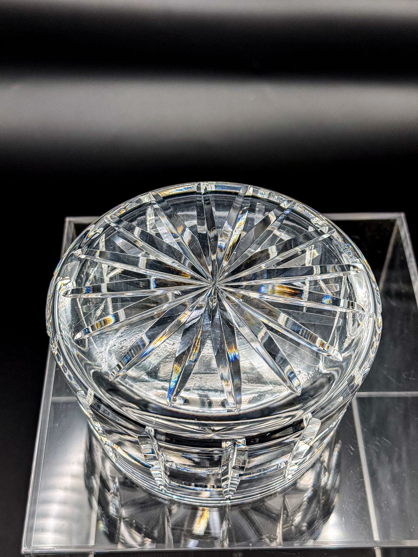 Vintage Waterford Crystal Cut Bowl with Starburst Base and Panel Cuts, Signed