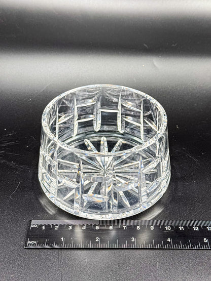Vintage Waterford Crystal Cut Bowl with Starburst Base and Panel Cuts, Signed