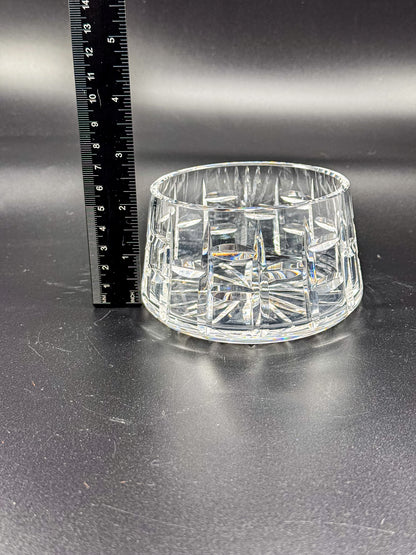Vintage Waterford Crystal Cut Bowl with Starburst Base and Panel Cuts, Signed
