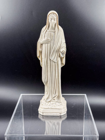 Vintage Our Lady of Medjugorje Ivory Resin Statue, Virgin Mary Figurine